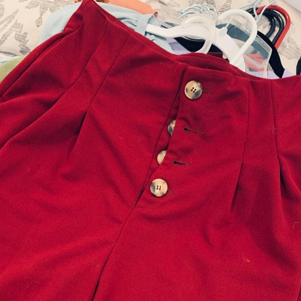 SHEIN Wide Leg Pant - Maroon - Medium